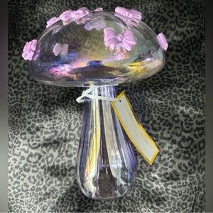 Purple bow coquette glass mushroom